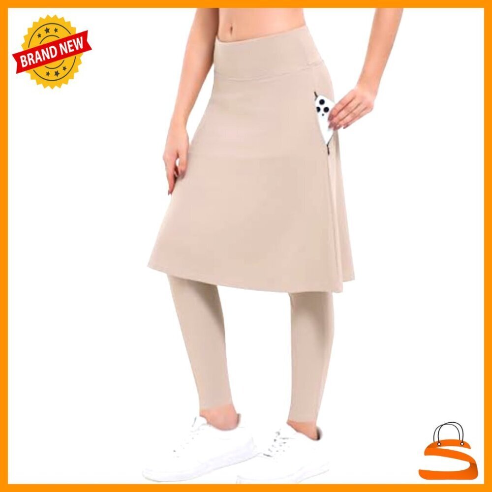 Knee Length Skirted Leggings Active Skorts with Pockets Soft Stretch Material - Picture 3 of 5